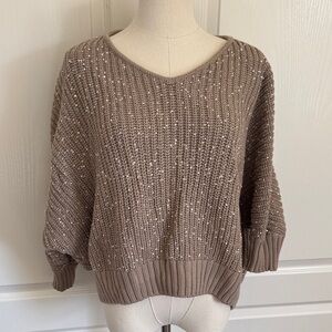 St. John Taupe V-Neck Sweater